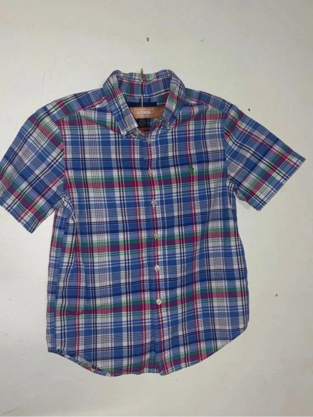 Ralph Lauren Short-Sleeve Plaid Button-Down Shirt - Blue, Green & Pink